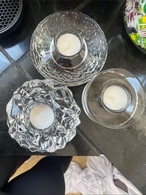 Orrefors Sweden Tealight Holders Set - Decorative Accent Candles. Never used